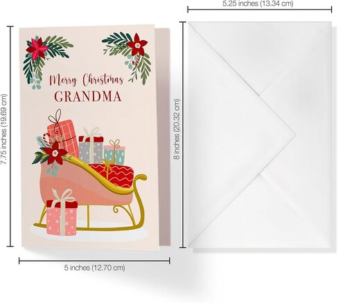 Single Christmas Card For Mom (Mother) | Pomegranate, Poinsettia, Mistletoe | Your Purchase Helps Animals In Need | 5"x7.5" | Individual Christmas Card with Envelope | Made in USA | in Saudi Arabia