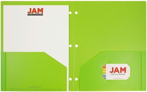 مجلدات جيوب بلاستيكية شديدة التحمل بثلاثة فتحات من JAM PAPER - مجلدات مدرسية متينة للغاية - ألوان أساسية متنوعة - 6/حزمة in Saudi Arabia