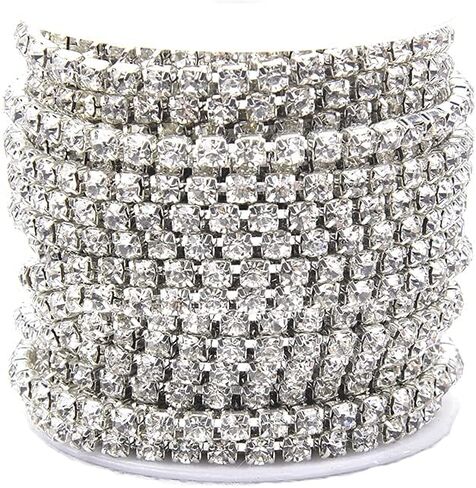 XINMILI 10 Meter Class A Crystal Rhinestone Close Chain Clear Trimming Claw Chain Sewing Craft About 3300pcs Rhinestones 3mm, Light Topaz (Silver Bottom) in Saudi Arabia