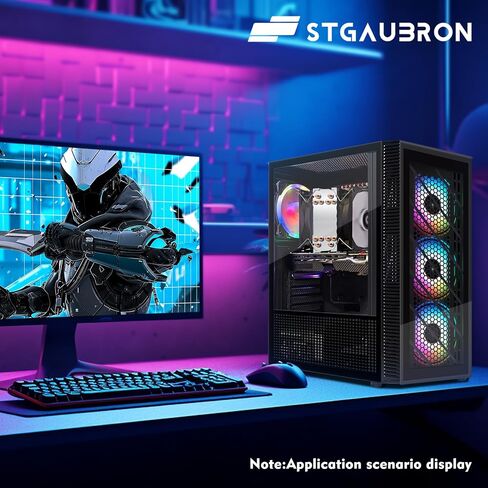 كمبيوتر سطح المكتب للألعاب STGAubron، Intel Core i7 3.4G حتى 3.9G، 16G DDR3، 1T SSD، Radeon RX 580 8G GDDR5،600M WiFi، BT 5.0، RGB Fan x 6، لوحة مفاتيح وماوس ولوحة ماوس RGB، شريط صوت RGB BT، ألعاب RGB BT ميكروفون، W10H64 in Kuwait