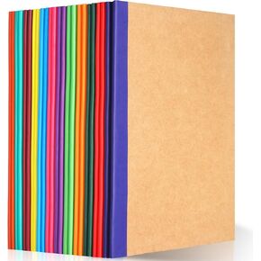 24 Pack Composition Notebooks Bulk, A5 Kraft Lined Notebooks College Ruled Journal withs Rainbow Spines, 60 Pages Travel Journals for School Office Supplies,8.3"x 5.5",12 Colors