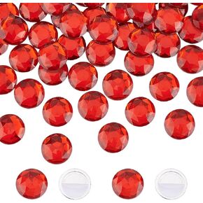 FINGERINSPIRE 50Pcs 25mm Flat Back Round Acrylic Rhinestone Red Self-Adhesive Round Jewels Large Plastic Gems Embelishments Stick On Jewels Crystal Circle Gems for Costume Making Cosplay Crafts