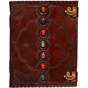 MONTEXOO Large Leather Journal Seven Chakra Medieval Stone Embossed Handmade Book of Shadows Sketchbook Notebook For Writing Office Diary hardcover College Poetry Sketch Book 10 x 13 Inches in Kuwait