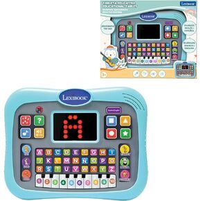 Lexibook, Educational Tablet, Bilingual English/Spanish, Talking Tablet with Screen to Learn The Alphabet, Numbers and Animals, Piano and Interactive Quiz Modes, Blue, JCPAD007i2