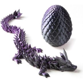12In 3D Printed Dragon Egg with Articulated Dragon Inside – Stunning Desk Fidget Toy & Home Decor, Ideal for Executive Gifts and Autism/ADHD Relief(Yellow)