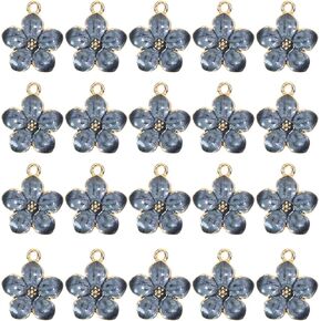 Tupalizy 20PCS Small Flower Enamel Charms Cherry Blossom Decor Gold Plated Pendant for Bracelets Necklaces Earrings Jewelry Making Findings Purse Keychains DIY Crafts Handmade Gifts Accessories