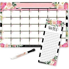Hadley Designs Magnetic Dry Erase Calendar for Fridge - Floral Magnetic Fridge Calendar, White Board Calendar for Wall, Dry Erase Board Calendar, Magnetic Notepad
