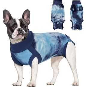 Dog Recovery Suit E-Collar & Cone Alternative Surgical Suit, Soft Breathable Dog Onesie，Male Female Dog Neuter Spay Suits, Anti-Licking Pet Surgical Recovery Snugly Suit, Tie Dye Blue