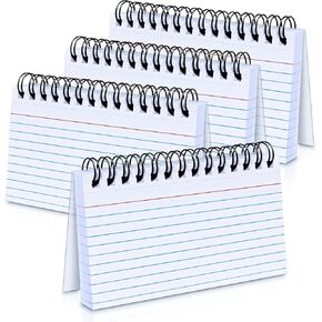 Tecmisse 200 PCS Index Cards, 3x5 Inches Spiral Bound Index Cards, Ruled Flashcards, White Notecards for Taking to Do List, School and Office Use (White)