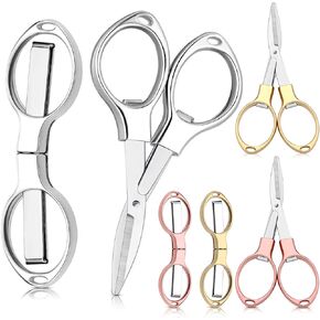 Tatuo 6 Pcs Folding Scissors Safety Portable Travel Scissors Small Stainless Steel Sharp Telescopic Cutter Pocket Retractable Scissors for Home Office Craft Office Outdoor