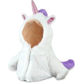 DolliBu Unicorn Dress Up Set for Teddy Bear Plush Toy – White Unicorn Plush Costume for Stuffed Animals, Cute Stuffed Plush Unicorn Jacket Teddy Bear Costume, Stuffed Animal Clothes – Small
