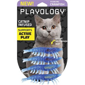 Playology Cat Toy 4-Pack Crawfish Set | Lifelike Rubber Bodies with Chewy Guts | Textured Jelly Body | Catnip Infused for Endless Fun!