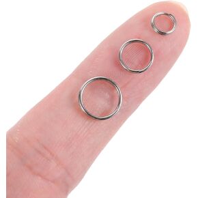 300Pcs Small Key Rings 6/8/10mm Stainless Steel Jump Rings Double Loops Split Key Ring Mini Metal Rings for Crafts Jewelry Making and Keychain Rings