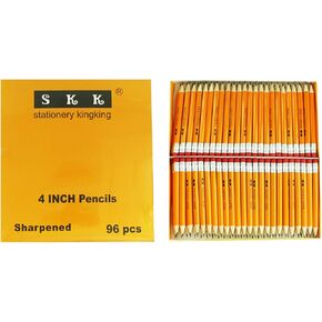 SKKSTATIONERY Half Pencils with Eraser Tops, Golf Pencils, 4 inch Mini Pencils, Classroom, Pew - #2 HB, Hexagon, Pre-sharpened, 96/Box.