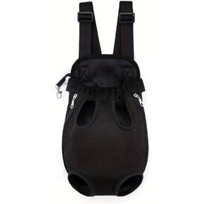 Pet Travel Backpack for Cats and Dogs, Portable Breathable Mesh Chest Carrier, Polyester Woven Double Shoulder Pet Bag for Outdoor Adventures (SkyBlue, Small)