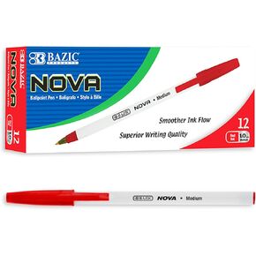 BAZIC Nova Black Color Stick Pen (12/Box)