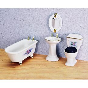 Dollhouse Miniature 4-Pc. Ornate Bath Set