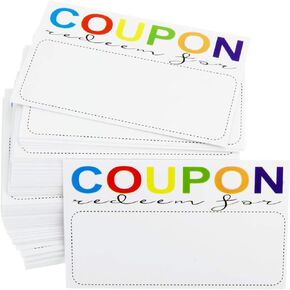RXBC2011 Coupon Cards Pack of 100 for Business Blank Coupons Gift Certificates Vouchers