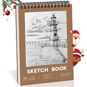 Sketch Book, 12"x9" 100 Sheets (68lb/100gsm) Inner Paper, Top Spiral Bound, Acid Free, Drawing, Painting Paper for Beginners Kids Students Adults Artist