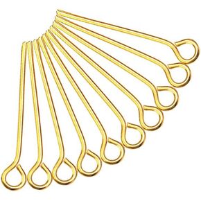 1000 Pcs Mini Metal Wire Eyepins Small Open Eye Head Pins Craft Beading Pins Necklace Earring Bracelet Eyepins for Jewelry Making Gold