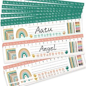 EAMAY 30 Boho Rainbow Name Plates for Desk Classroom, Student Name Tags with Number Line, Teacher Must Haves for Classroom Decor Elementary and Kindergarten