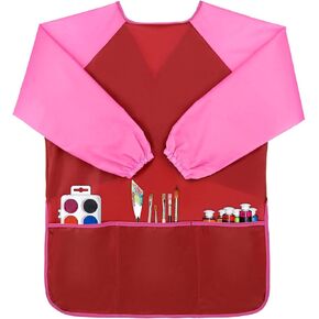 Kids Art Smock, Waterproof Kids Painting Apron with Long Sleeve and 3 Pockets Toddler Artist Smock for Kids Age 2-8 Years
