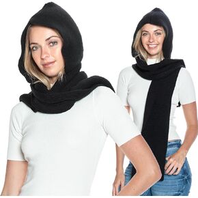 BASICO 5 Colors Knitted Hooded Scarf for Women Men Winter Balaclava - Cream White, Caramel, Light Grey, Heather Greay, Black