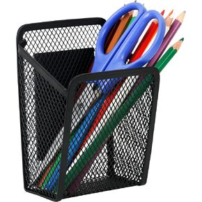LUCYCAZ Magnetic Pen Holder - Single Magnetic Pencil Locker Holder Organizer, Strong Magnets Mesh Marker Holder Pen Basket for Whiteboard, Refrigerator and Locker