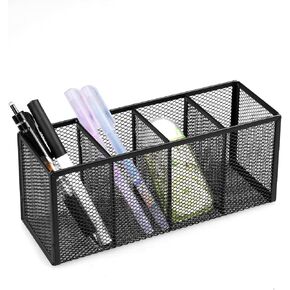 QYH Mesh Pencil Holder Metal Pen Cup Black for Desk 6 Packs