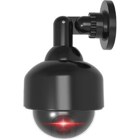 WALI Solar Powered Fake Security Camera,Dummy Fake Security Dome Camera Simulated Surveillance Cameras for Home & Business Outdoor/Indoor with Flashing Red LED(DOW-SOL),White