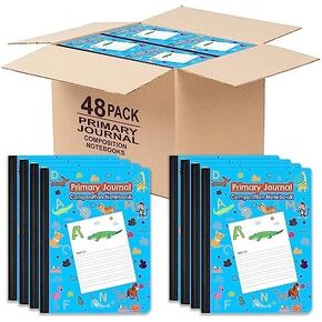 Composition Notebooks, Primary Journal Composition Notebook, ABC & Animal Print, 100 sheets, 200 pages, 9.75″ x 7.5″ (2 Pack, Assorted)