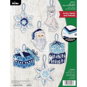 Bucilla, Arctic Santa & Friends, Felt Applique 6 Piece Ornament Making Kit, Perfect for DIY Arts and Crafts, 89697E