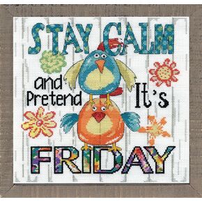 Design Works Crafts, 10" x 10" Counted Cross Stitch Kit, Stay Calm, White
