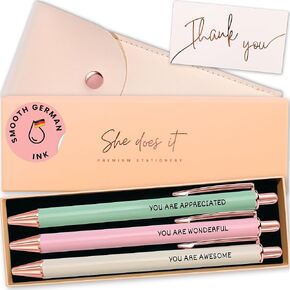 Fancy Pen Set For Women - Inspirational Nice Teacher Pens | Pretty Motivational Thank You Gifts | Cute Positive Work, Office, Promotion, Coworkers, Intern, Gratitude & Job Motivation Gift