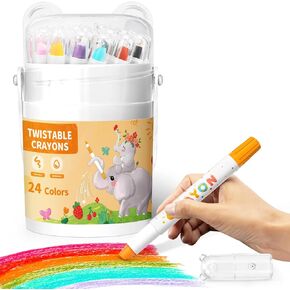 Silky Crayons for Toddlers: 12 Colors Jumbo Twistable Crayons with Paint Brush, Non Toxic Washable Gel Crayons for Kids, Large Crayons Ages 1-3, 2-4, 4-8, Ideal Halloween Christmas Art Supplies