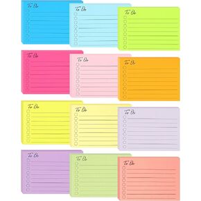 12 Pads to Do List Sticky Notes, 504 Sheets, 3"x4", 12 Colors to DoList Notepad, Lined Sticky Notes, to Do List Planner, Daily to Do List Notepad, to Do Notepad, Todo List Notepad