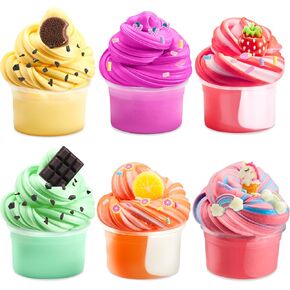 JOYIN Butter Slime Kit Party Favors, 6 Pack Soft Slime, Non-Sticky, Mess-Free, Stress Relief, Slime Bulk for Classroom Reward, Birthday Toys Gifts for Kids Holiday Party Supplies