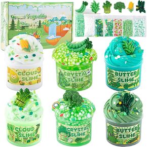 6 Packs Gradient Pink Slime Kit - Cloud Slime, Butter Slime & Clear Slime, Crunchy Slime for Kids with Various Slime Add-ins, Non Sticky Slime Party Favors for Girls and Boys, 360ml Kids Slime(Picnic)