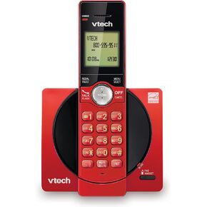 VTech Cordless Phone for Home with Caller ID/Call Waiting, CS6919-16 Landline Phones, Illuminated Keypad, Full Duplex Speakerphone, Wall Mount, Red