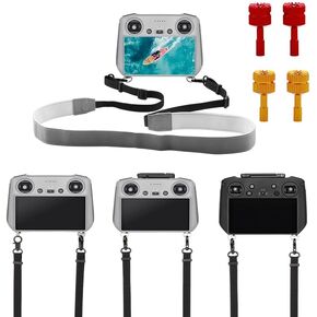 Adjustable Lanyard +2 Pair Joysticks for DJI RC/RC 2/RC Pro Controller RC Neck Strap, Soft Leather Lanyard Compatible with DJI Mini 3 Pro/Mini 4 Pro/Air 3/Mavic 3 Pro emote Controller Accessories
