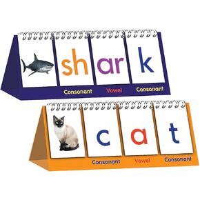 Fun Express - Digraph Spelling Flip Book 1 Set Includes Simple Consonants and Short Vowels - Educational and Learning Activities for Kids Double-Sided Spelling Word-Building Paper Flip Chart