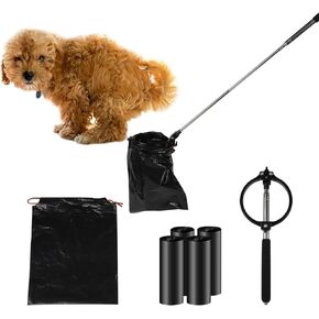 Dog Pooper Scooper,Dog Poop Catcher, with 30 Bags-60"Extendable Long Handle Portable Foldable Pet Supplies,No Cleaning Required After Use,No Residue Left Behind,for Small and Large Dogs