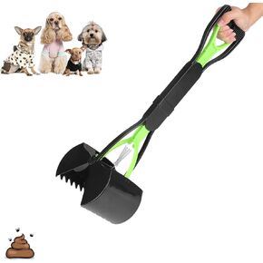 Zerone Pooper Scooper for Large Small Dogs and Cats Extended Handle Pet Poop Pickupper Large Capacity, Easy to Use for Dogs, Cats, Puppies with Poop Bags, Grass and Gravel (All Black)