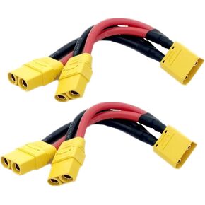 2Pcs XT90 Parallel Connector Cable XT-90 Plug Splitter 10 Gauge Y Wire 100mm for Sola Electric Skateboard Tarot T-18 Quadcopters Multirotors Batteries(1 Male to 2 Female)