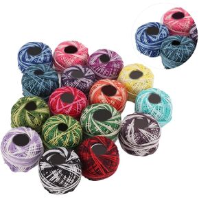 16 Rolls Crochet Thread, Rainbow Colors Crochet Thread Rolls for Crochet Hardanger Cross Stitch Needlepoint Hand Embroidery