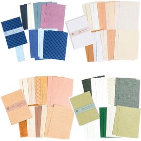 VIVIQUEN 80 Sheets Vintage Scrapbook Paper and Embossed Textured Paper Set - 4 Pack Mixed Special Paper for Scrapbooking Planner Bullet Junk Journal Supplies Collage Card Embellishment A6 Size