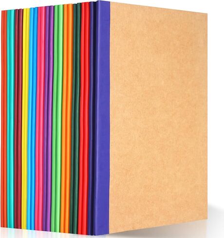24 Pack Composition Notebooks Bulk, A5 Kraft Lined Notebooks College Ruled Journal withs Rainbow Spines, 60 Pages Travel Journals for School Office Supplies,8.3"x 5.5",12 Colors in Saudi Arabia