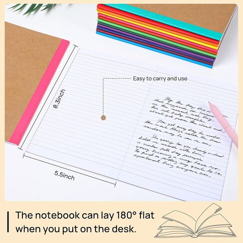24 Pack Composition Notebooks Bulk, A5 Kraft Lined Notebooks College Ruled Journal withs Rainbow Spines, 60 Pages Travel Journals for School Office Supplies,8.3"x 5.5",12 Colors in Saudi Arabia