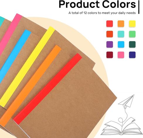 24 Pack Composition Notebooks Bulk, A5 Kraft Lined Notebooks College Ruled Journal withs Rainbow Spines, 60 Pages Travel Journals for School Office Supplies,8.3"x 5.5",12 Colors in Saudi Arabia