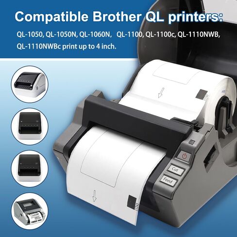 Label KINGDOM Replace for Brother DK-1241 Die-Cut Large Shipping Label, 4" x 6" (102 mm x 151 mm) 200/Roll for Thermal QL-1100 QL-1110NWB Label Printer (3 Paper Roll+1 Reusable Cartridge) in Saudi Arabia